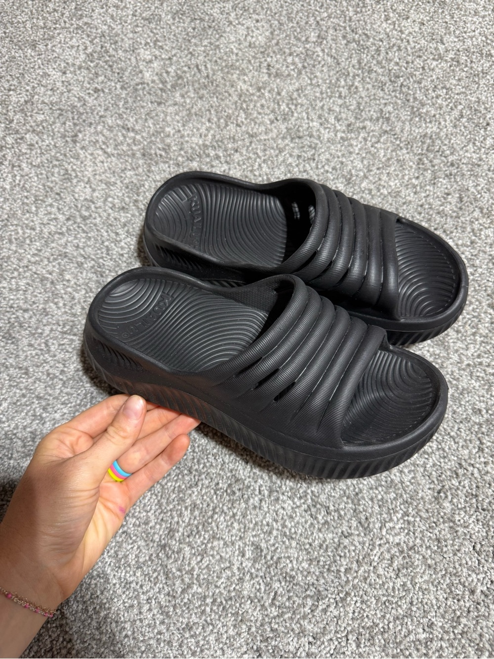 Black Slide Sandals Women's Comfort Slip-On Shoes -Size 6